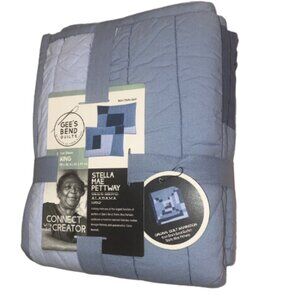 Gee’s Bend Quilts King Shams Work Cloth Bedding Quilted Blue